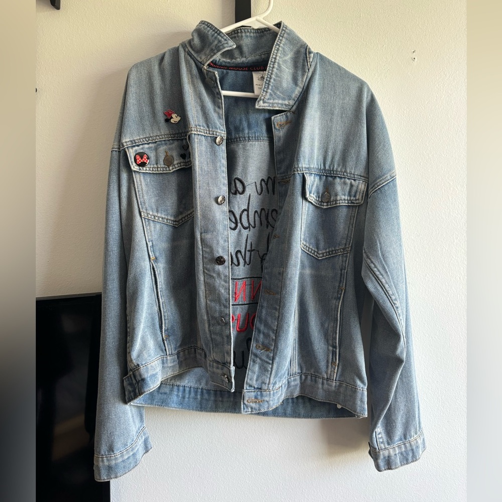 super cute minnie mouse denim jean jacket size M